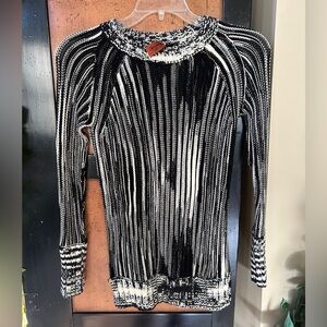 MISSONI Wool Blend Black & White Ribbed Sweater Sz 4